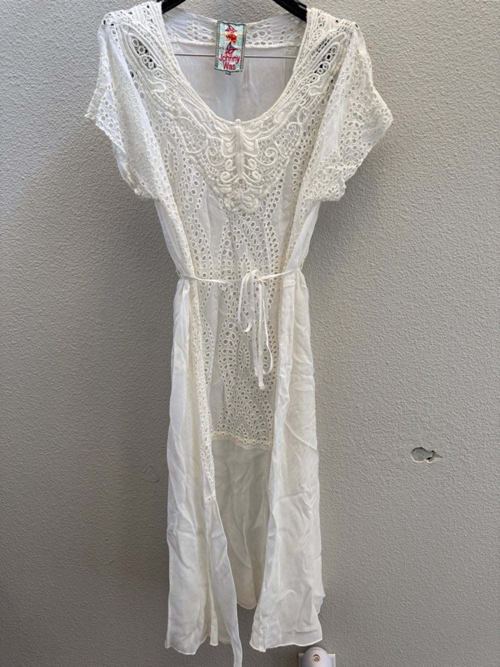 Johnny Was white eyelid lace dress small